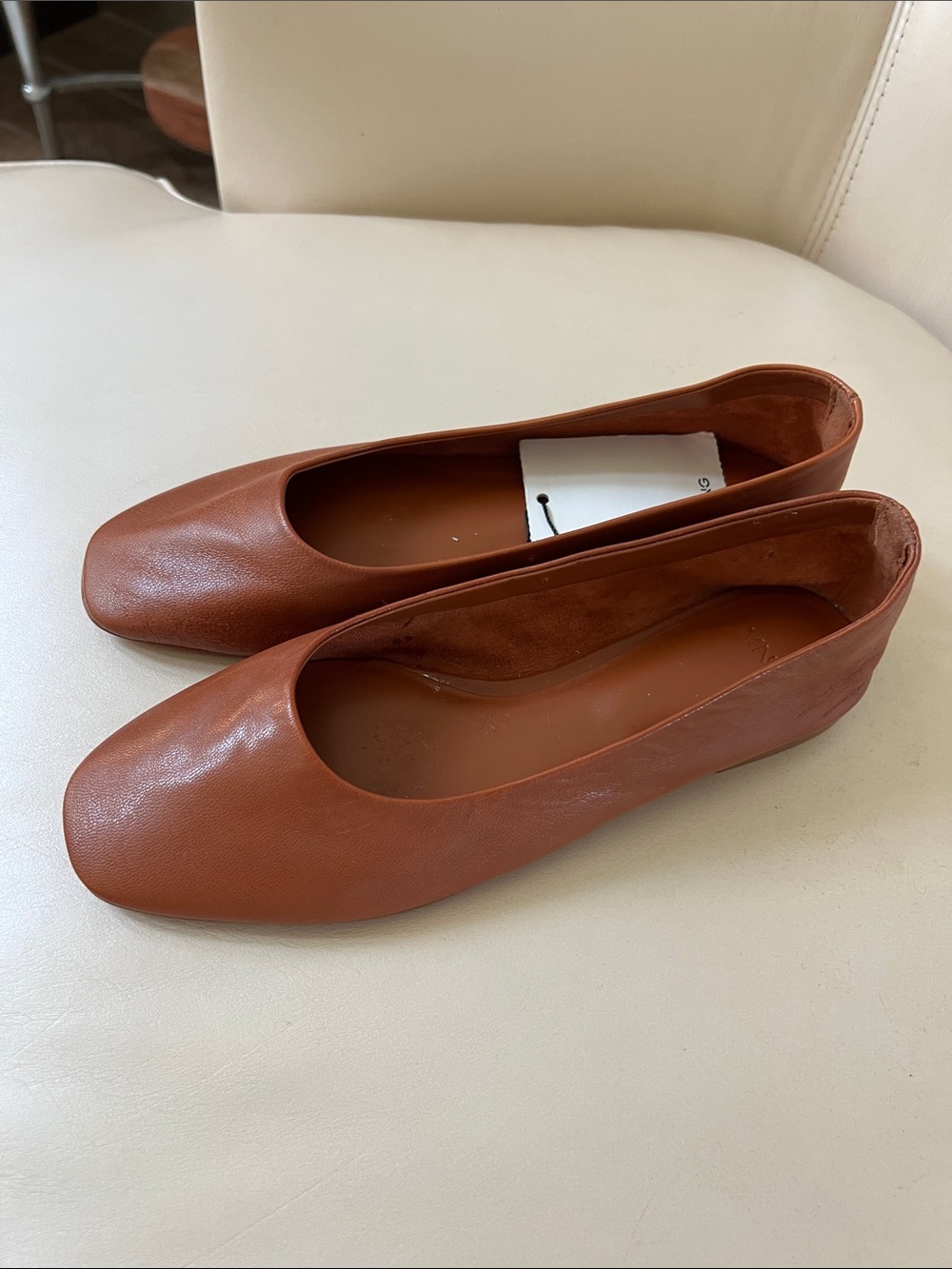 SOLD!! ❌❌Mango Cognac Leather Ballet Flats